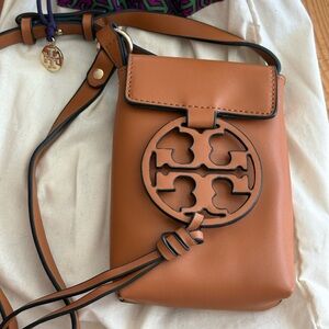 Tory Burch Caramel Mini Miller Phone Cross Body Purse